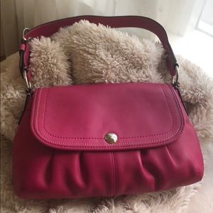 Magenta Pink Leather SoHo Pleated Coach Purse